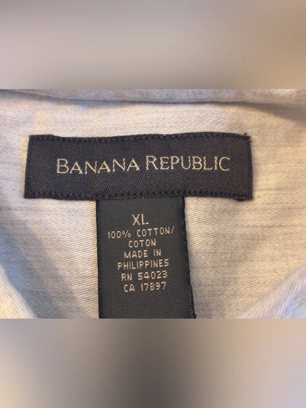 Banana Republic Men's Button Up Shirt, XL, Oatmeal&Gray